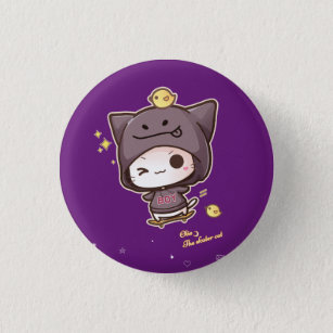 Cute kawaii skater cat wearing hoodie 3 cm round badge