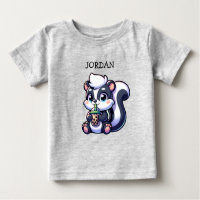 Cute Kawaii Skunk with Bubble Tea Personalised