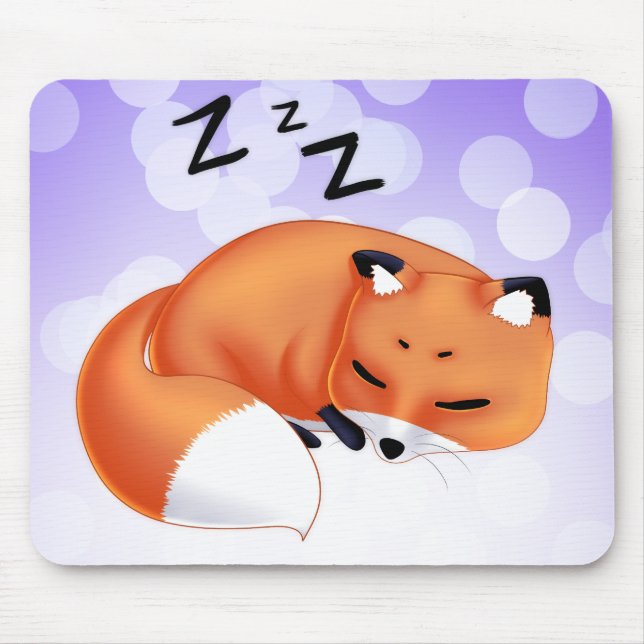 Cute Kawaii Sleeping cartoon fox Mouse Mat (Front)