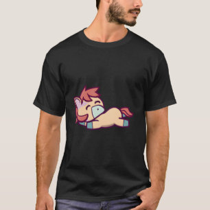 Cute Kawaii Sleeping Horse Design T-Shirt