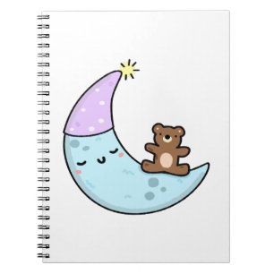 Cute Kawaii Sleepy Moon Notebook