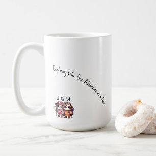 Cute Kawaii Sloth Couple Adventure Hiking  Coffee Mug