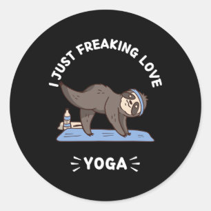 Cute Kawaii Sloth I Just Freaking Love Yoga Lover Classic Round Sticker
