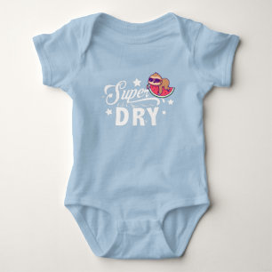 Cute Kawaii Sloth Laying On Watermelon Super Dry  Baby Bodysuit