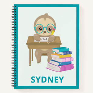 Cute Kawaii Sloth School Personalised Sketching Notebook
