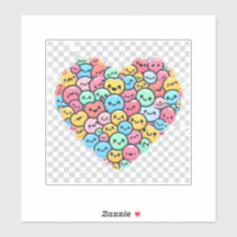 Cute Kawaii Smiley Heart Vinyl Sticker