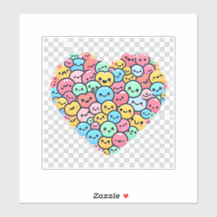 Cute Kawaii Smiley Heart Vinyl Sticker