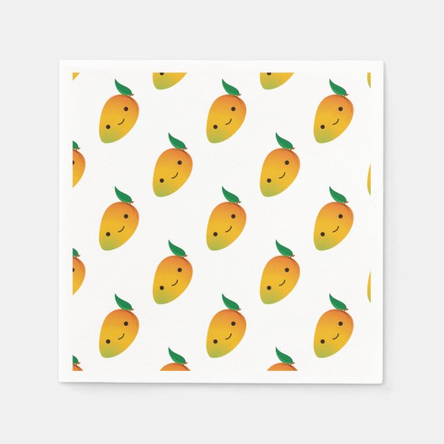 Cute Kawaii Smiling Mango Napkin (Front)