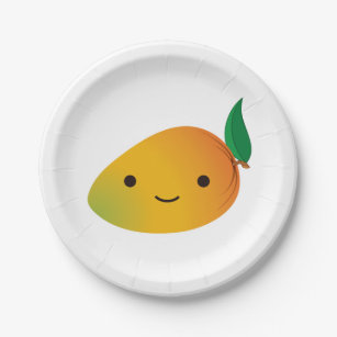 Cute Kawaii Smiling Mango Paper Plate