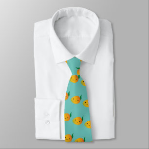 Cute Kawaii Smiling Mango Pattern Tie