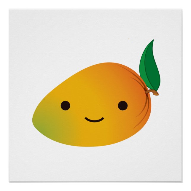 Cute Kawaii Smiling Mango Poster (Front)