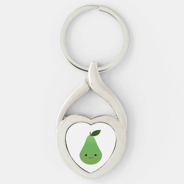 Cute kawaii Smiling Pear Key Ring (Front)