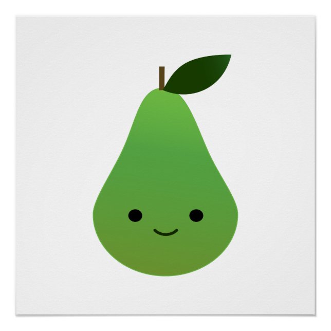 Cute kawaii Smiling Pear Poster (Front)