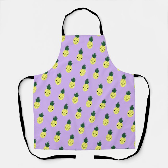 Cute Kawaii Smiling Pineapple Pattern Apron (Front)