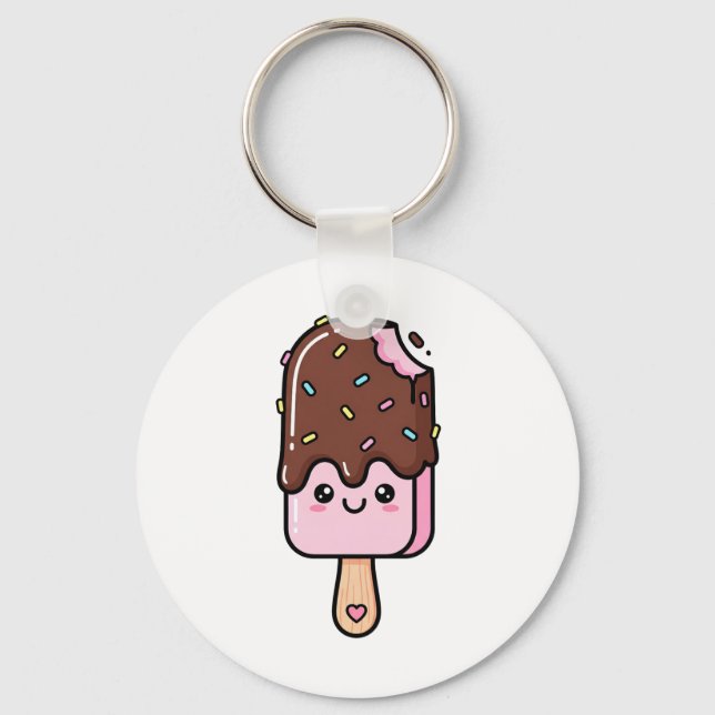 Cute Kawaii Smiling Popsicle Key Ring (Front)