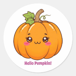 Cute Kawaii Smiling Pumpkin Cartoon Classic Round Sticker