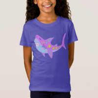 Cute Kawaii Smiling Shark in Purple and Blue