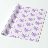Cute Kawaii Smiling Shark Pattern in Purple