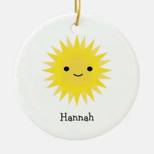 Cute Kawaii Smiling Sun Ceramic Tree Decoration