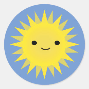 Cute Kawaii Smiling Sun Classic Round Sticker