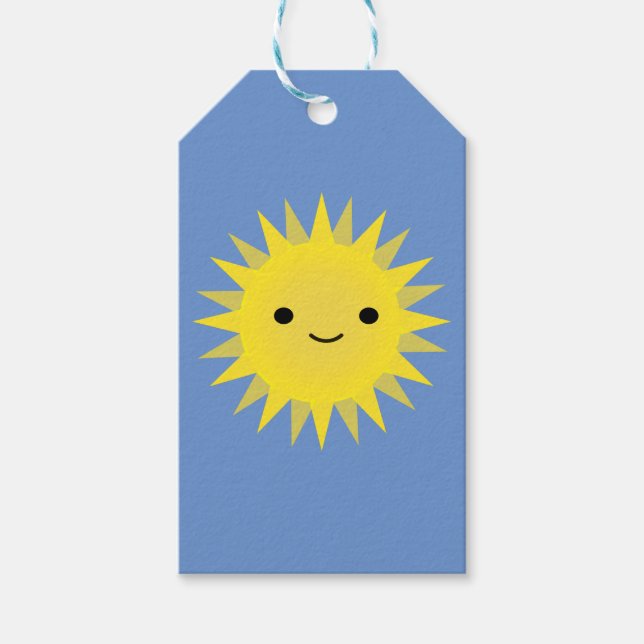 Cute Kawaii Smiling Sun Gift Tags (Front)