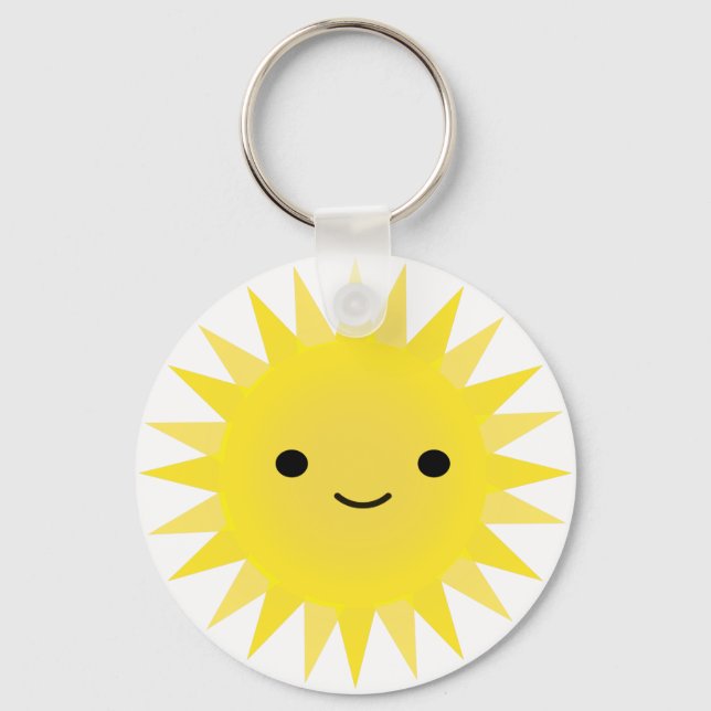 Cute Kawaii Smiling Sun Key Ring (Front)