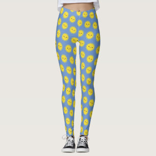 Cute Kawaii Smiling Sun Pattern Leggings