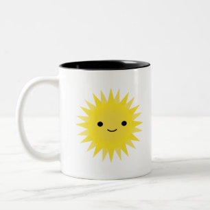 Cute Kawaii Smiling Sun Two-Tone Coffee Mug