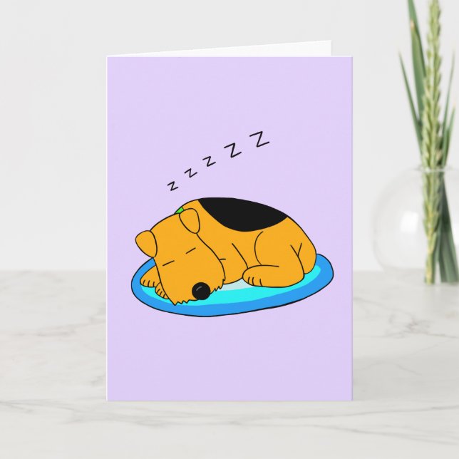 Cute Kawaii Snoring Puppy Dog Greeting Card (Front)