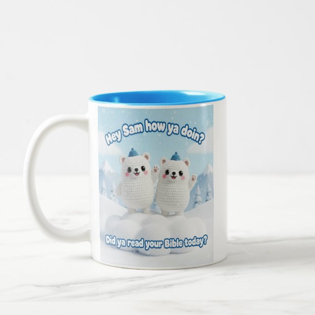 Cute Kawaii Snow Bears – “Did Ya Read Your Bible'' Two-Tone Coffee Mug (Left)