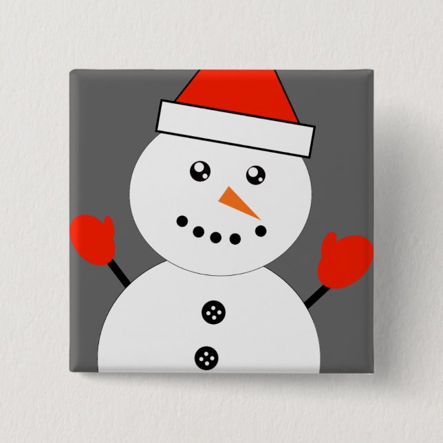 Cute Kawaii Snowman 15 Cm Square Badge (Front)
