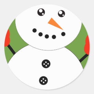 Cute Kawaii Snowman Classic Round Sticker
