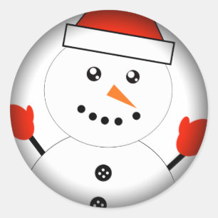 Cute Kawaii Snowman Classic Round Sticker
