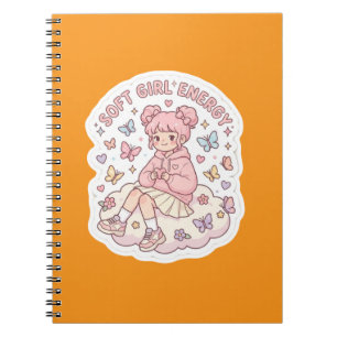 Cute Kawaii Soft Girl Energy Pastel Pink Spiral Notebook