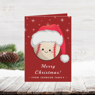 Cute Kawaii Softball Baseball Sparkly Red Festive Card