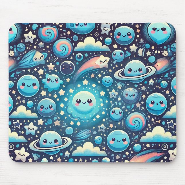 Cute Kawaii Space Pattern Mouse Mat (Front)