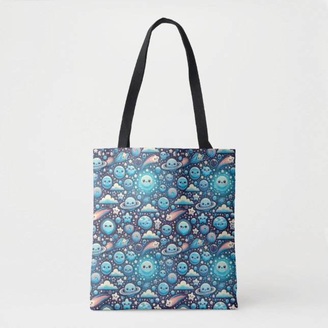 Cute Kawaii Space Pattern Tote Bag (Front)