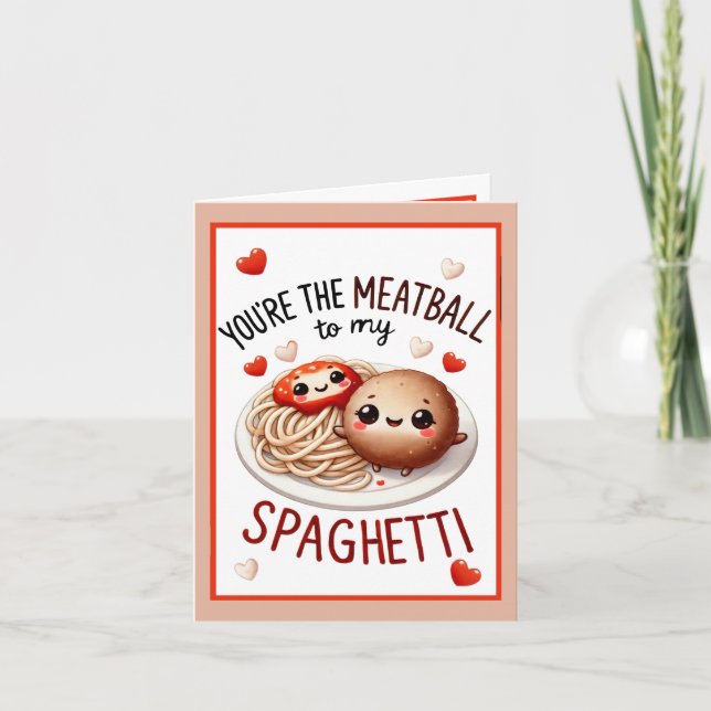 Cute Kawaii Spaghetti and Meatballs Thank You Card (Front)