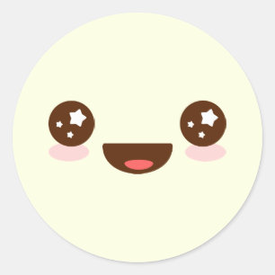 Cute Kawaii Sparkle face(☆ω☆*) Classic Round Sticker