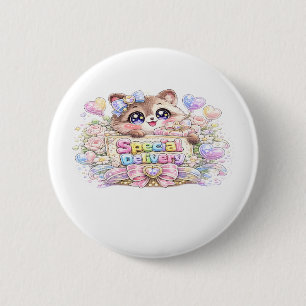 Cute Kawaii Special Delivery Cat Pastel Pink Busin 6 Cm Round Badge