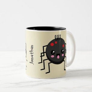 Cute Kawaii Spider Add own Name Two-Tone Coffee Mug