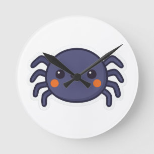 Cute Kawaii Spider Round Clock