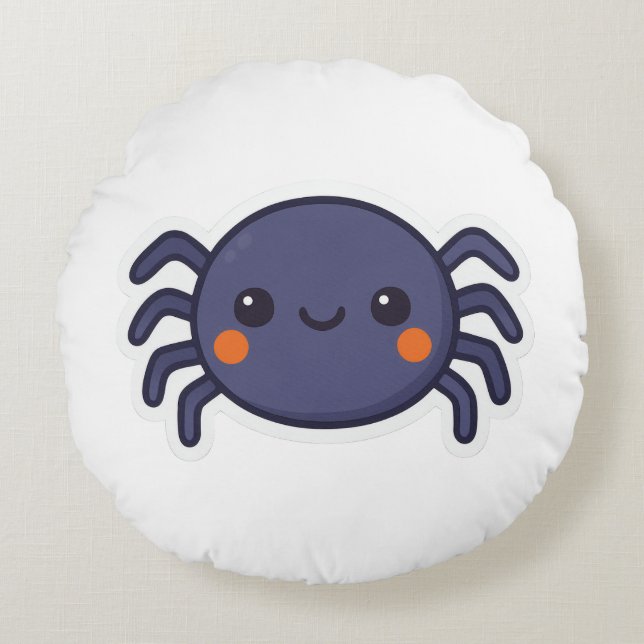 Cute Kawaii Spider Round Cushion (Front)