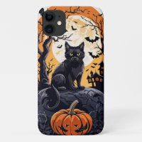 Cute Kawaii Spooky Halloween Black Cat Ghost