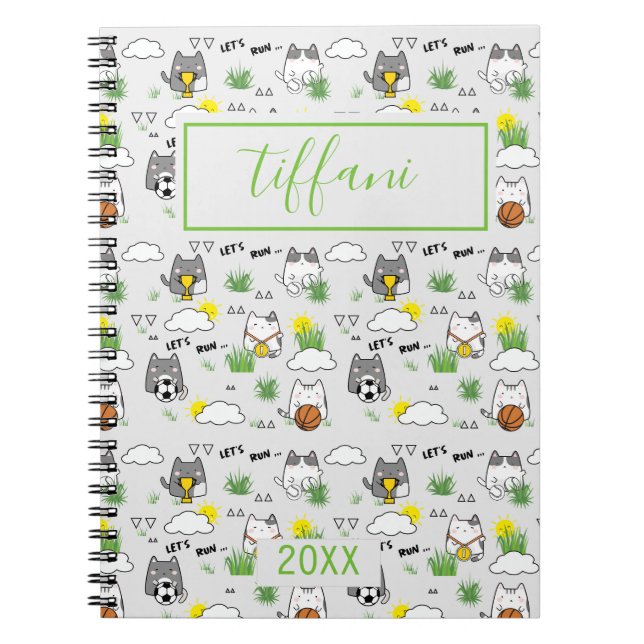 Cute Kawaii Sporty Cats Notebook (Front)