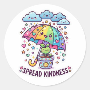 Cute Kawaii Spread Kindness Umbrella Cute PSticker Classic Round Sticker