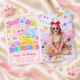 Cute Kawaii Squishies Girl Birthday Party Photo Invitation