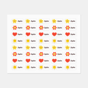 Cute Kawaii Star Flower Heart Personalised Name