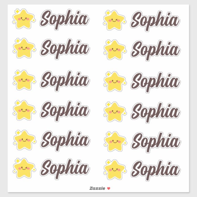 Cute Kawaii Star Personalised Name (Sheet)