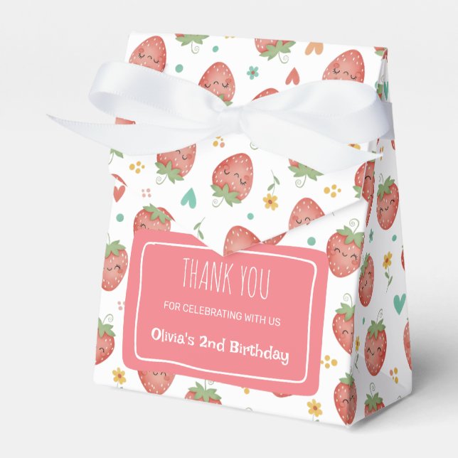 Cute Kawaii Strawberries Favour Box (Front Side)